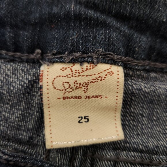 True Religion Jeans Womens 25 Blue Denim Joey Super T Stitched Flap Pockets EUC - Picture 10 of 13